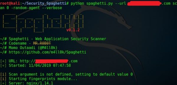 spaghetti web application scanner